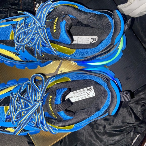 Balenciaga Track LED Lace-Up Sneakers Blue/Yellow Men’s size EU 42 US 9 - Picture 4 of 8